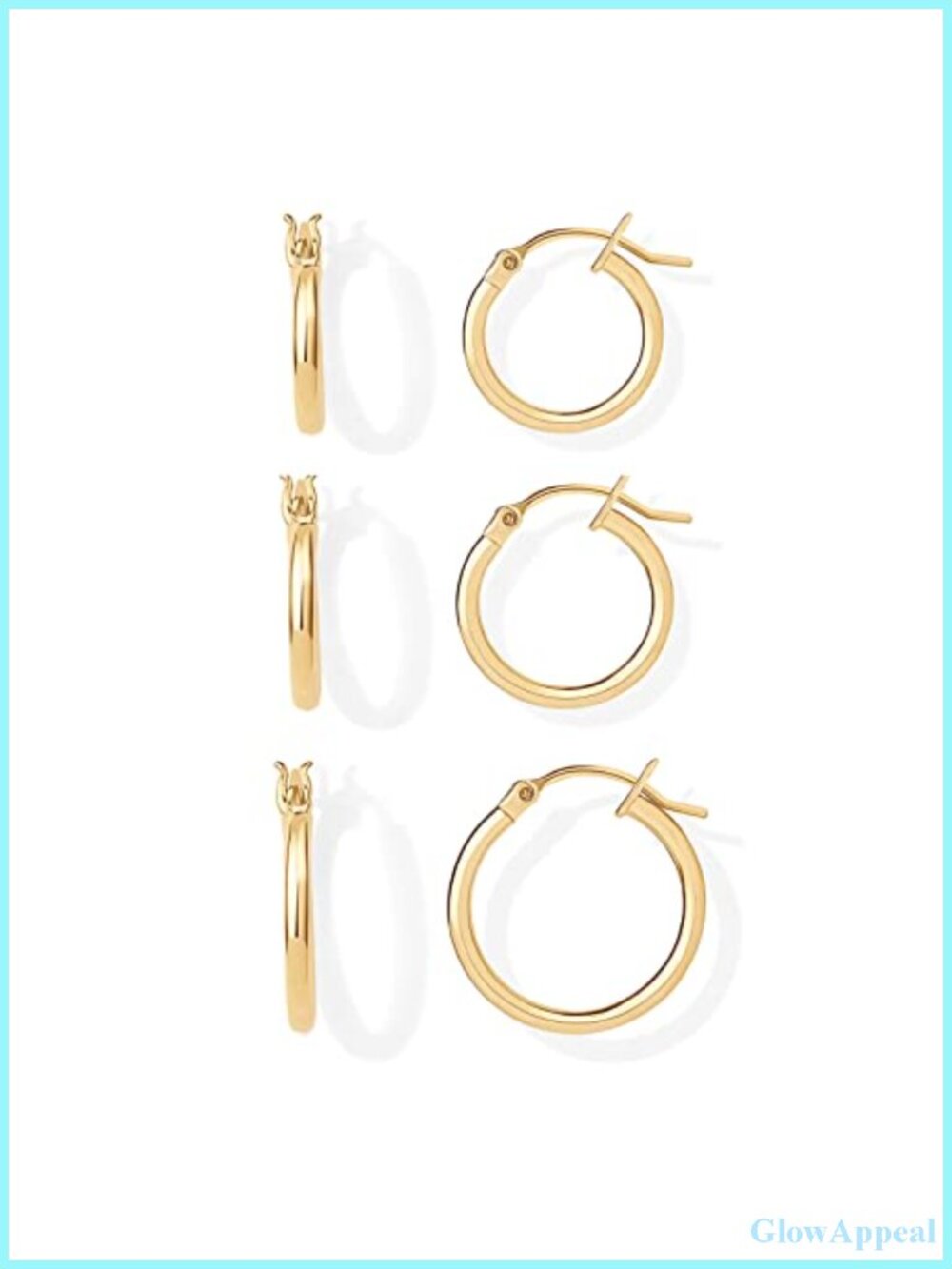 18K Gold Plated Small Huggie Hoop Earrings Set for Women - 3 Pairs,